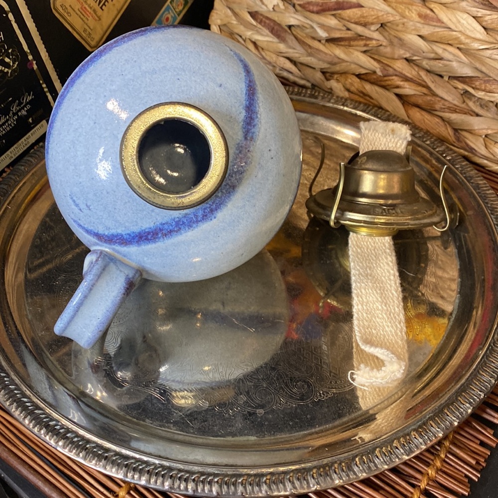 Vintage Ceramic Wick Oil Lamp Lantern - Picture 8 of 8